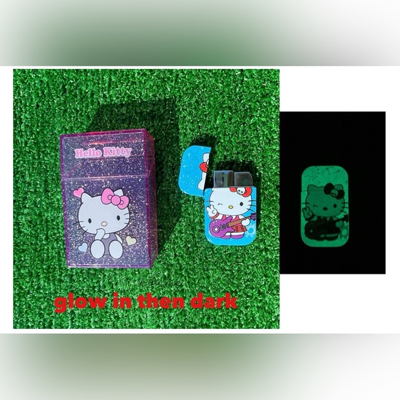 Hello Kitty glow in the dark jet lighte r and hello kitty cigarette case - Picture 1 of 7
